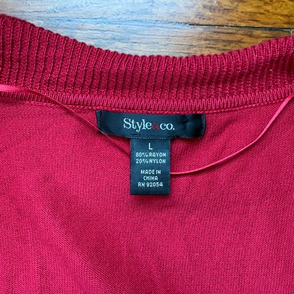 NWOT Style & Co Red Ruffle Long Cardigan Sweater L - Picture 3 of 3